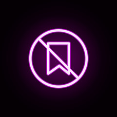 prohibit saving of web page neon icon. Elements of ban set. Simple icon for websites, web design, mobile app, info graphics