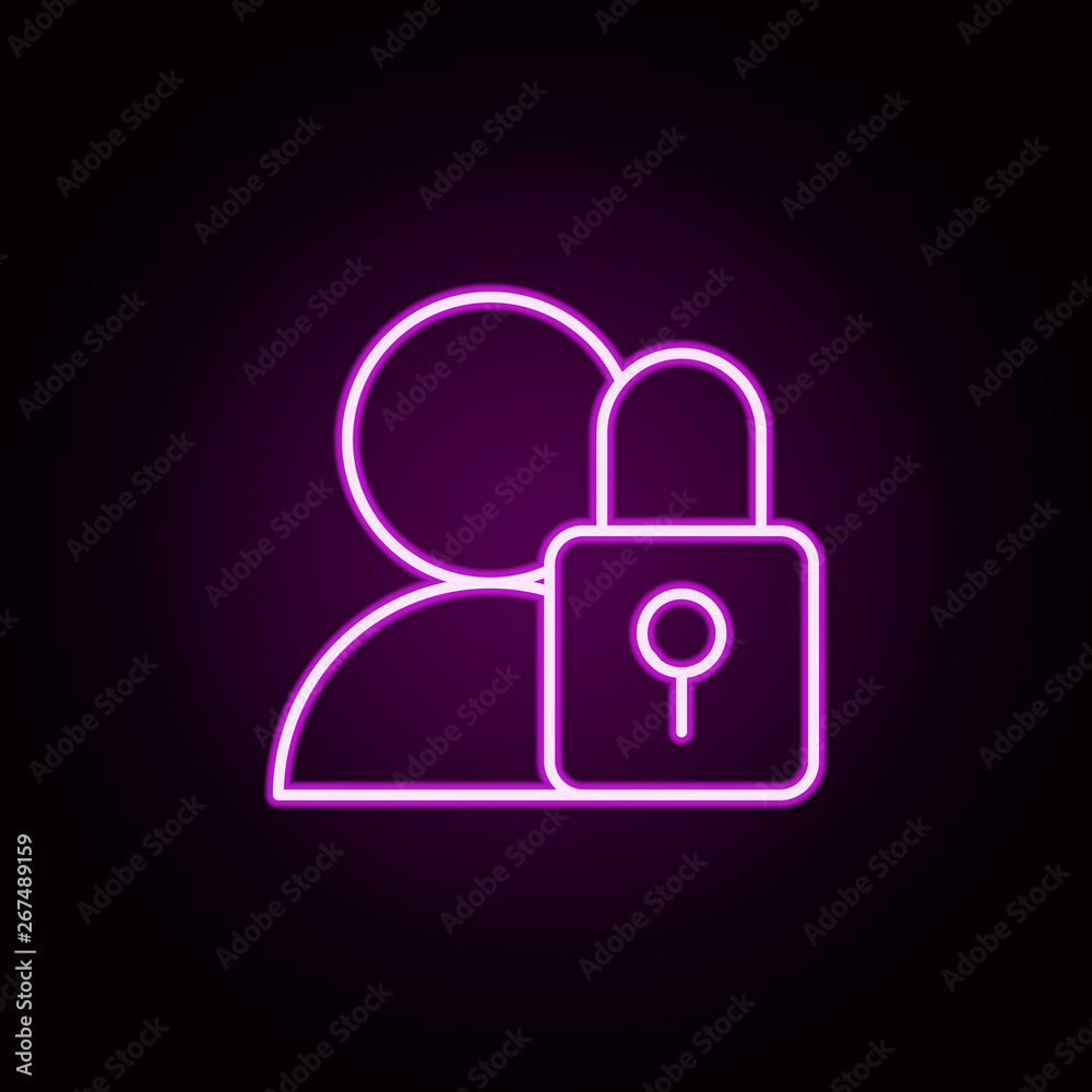 Poster user lock neon icon. elements of data secutity set. simple icon for websites, web design, mobile app