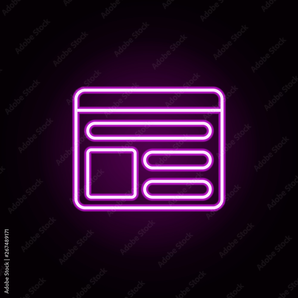 Poster webpage neon icon. elements of data secutity set. simple icon for websites, web design, mobile app, 