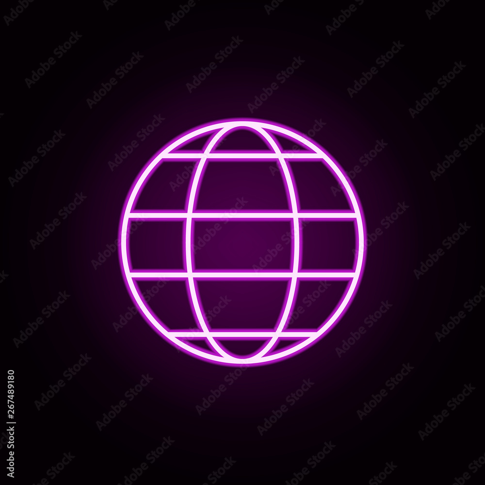 Poster global web page neon icon. elements of data secutity set. simple icon for websites, web design, mobi