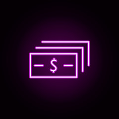 bill dollar neon icon. Elements of e-commerce set. Simple icon for websites, web design, mobile app, info graphics