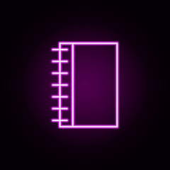 notebook neon icon. Elements of education set. Simple icon for websites, web design, mobile app, info graphics