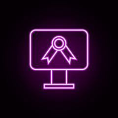 monitor and reward neon icon. Elements of education set. Simple icon for websites, web design, mobile app, info graphics