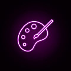 palette and brush neon icon. Elements of education set. Simple icon for websites, web design, mobile app, info graphics
