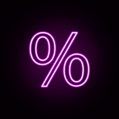 percent neon icon. Elements of education set. Simple icon for websites, web design, mobile app, info graphics