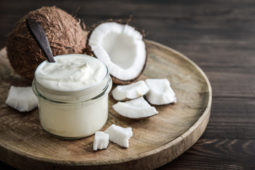 Coconut cream in a glass jar