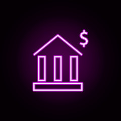 bank dollar neon icon. Elements of finance set. Simple icon for websites, web design, mobile app, info graphics