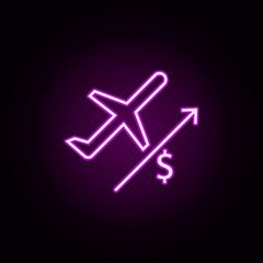 dollar rise neon icon. Elements of finance set. Simple icon for websites, web design, mobile app, info graphics