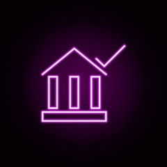 bank check neon icon. Elements of finance set. Simple icon for websites, web design, mobile app, info graphics