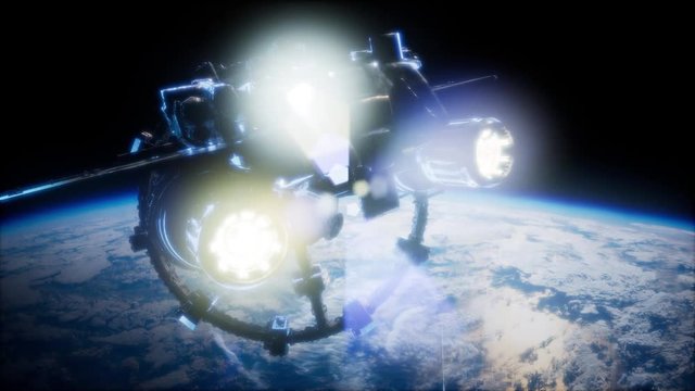 Space shuttle floats in space. Perfect of computer graphics videos about: space, earth, orbit, ISS, the International Space Station, astronauts, NASA and discovery