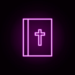 Obraz premium Bible neon icon. Elements of halloween set. Simple icon for websites, web design, mobile app, info graphics