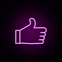 thumb neon icon. Elements of hockey set. Simple icon for websites, web design, mobile app, info graphics