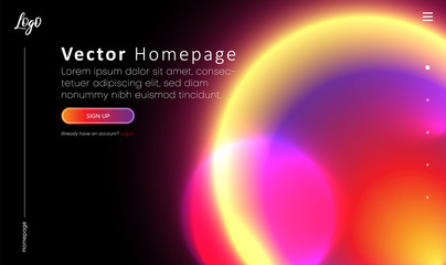 Black web homepage template with blurred shiny lights.