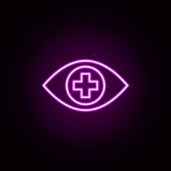 Eye medicine neon icon. Elements of medical set. Simple icon for websites, web design, mobile app, info graphics