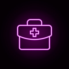 First aid kit neon icon. Elements of medical set. Simple icon for websites, web design, mobile app, info graphics