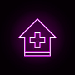 Hospital building neon icon. Elements of medical set. Simple icon for websites, web design, mobile app, info graphics