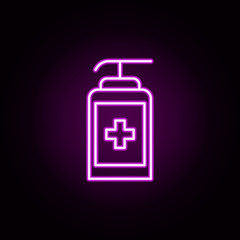 Soap dispenser neon icon. Elements of medical set. Simple icon for websites, web design, mobile app, info graphics