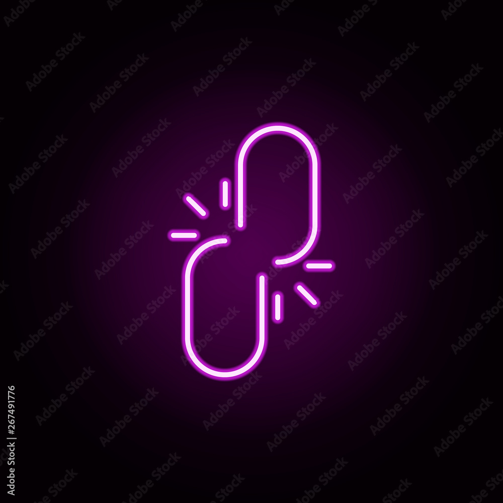 Poster broken link neon icon. elements of minimal universal theme set. simple icon for websites, web design