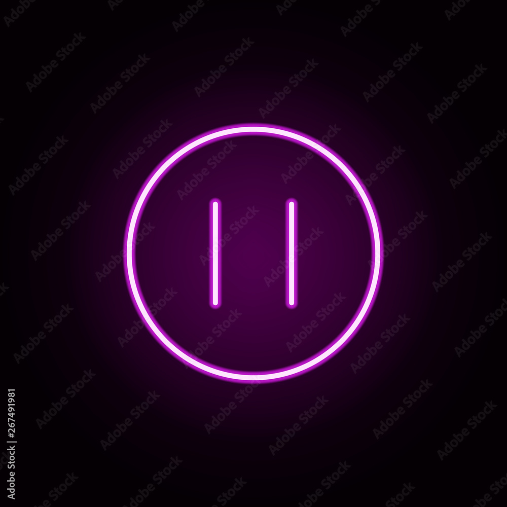 Poster pause circular button neon icon. elements of minimal universal theme set. simple icon for websites, 