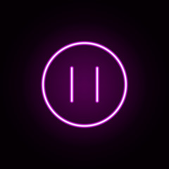 pause circular button neon icon. Elements of Minimal universal theme set. Simple icon for websites, web design, mobile app, info graphics