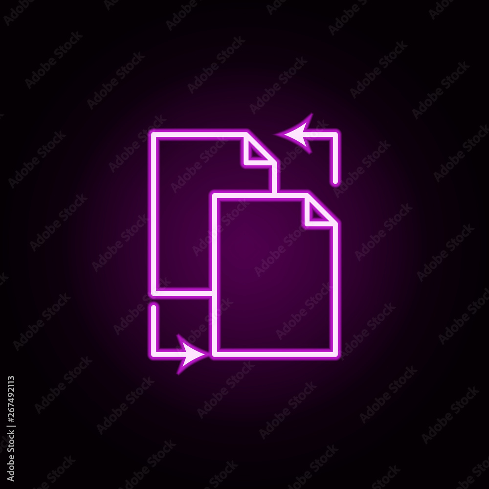 Poster transfer files neon icon. elements of minimal universal theme set. simple icon for websites, web des
