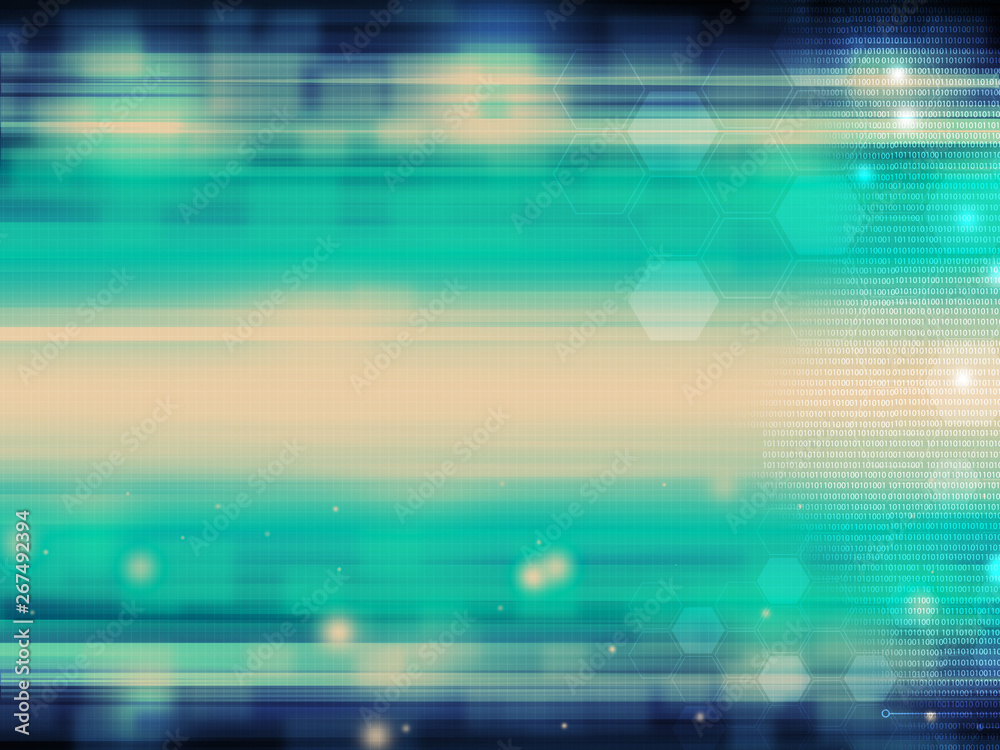 Wall mural blue technology background and abstract digital tech circle.copy space.