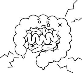 Illustration of a cute large intestine and small intestine outline 