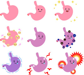 Illustration of a cute stomach set