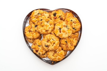 homemade cookies with cornflake raisin and almonds