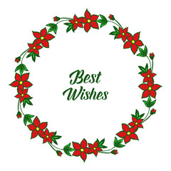 Vector illustration template best wishes for ornate of red wreath frames