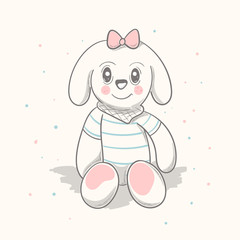 Cute bear cartoon hand drawn vector illustration. Can be used for t-shirt print, kids wear fashion design, baby shower invitation card.