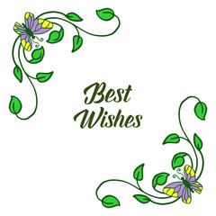 Vector illustration letter best wishes for beauty of frames flower with butterflies