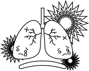 Illustration of a cute lung and diaphragm outline