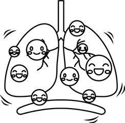 Illustration of a cute lung and diaphragm outline