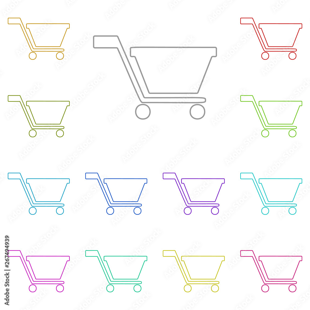 Poster shopping cart multi color icon. simple thin line, outline vector of web icons for ui and ux, website