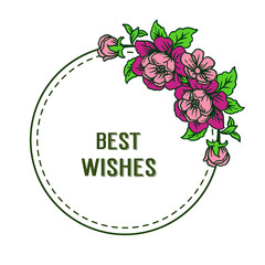 Vector illustration shape of card best wishes for beauty colorful flower frames