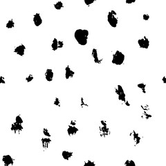 Seamless pattern with hand drawn black dots on white background. Polka texture. Vector illustration.