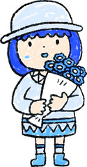 illustration of a girl with a bouquet