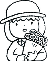 illustration of a girl with a bouquet