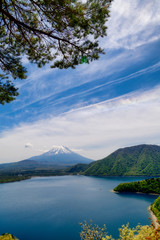 Naklejka na ściany i meble 本栖湖　湖畔からの富士山