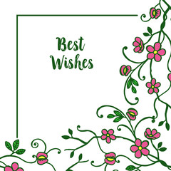 Vector illustration writing best wishes with elegant pink flower frame
