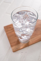Clear lime drink with ice