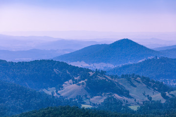 Forested hills and mountains of Yarra Ranges National Park in Australia