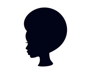 Young African American woman with afro hair style silhouette vector illustration