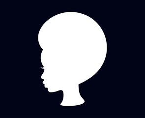 Young African American woman with afro hair style silhouette vector illustration