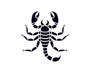 Scorpion with big claws and stinger silhouette vector illustration