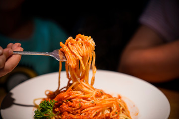 spaghetti with tomato sauce