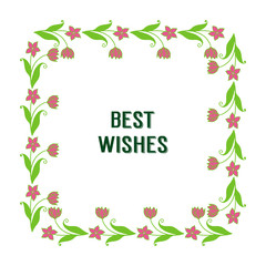 Vector illustration shape card best wishes with various art green leafy flower frames