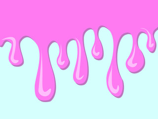 Drips of pink paint on a blue background