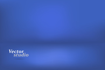 Blue studio background in retro style. 3d illustration.